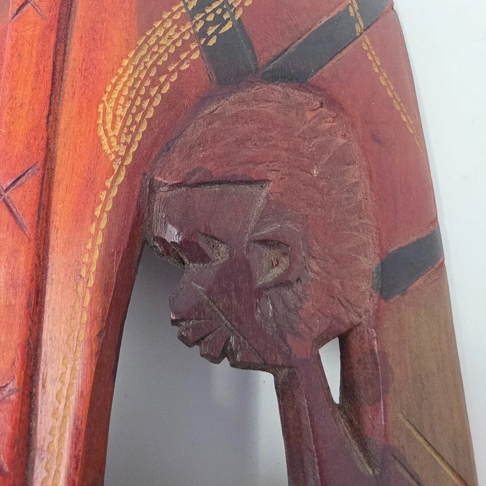 Hand Carved African Tribal Mask Made in Kenya Wood Wall Art Vintage